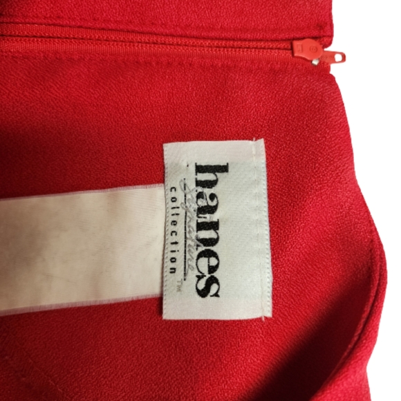 Vintage Hanes Signature Collection Short Sleeve Red Light Polyester Midi Dress ♥ - Picture 8 of 8